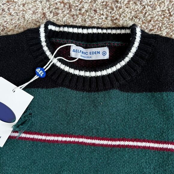 NWT AELFRIC EDEN GREEN BLACK MENS SWEATER SIZE M - Picture 5 of 11